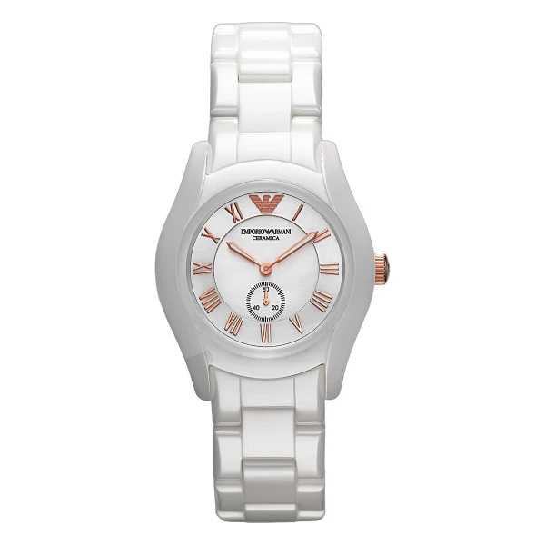 Armani Ceramica Quartz Keramiklänk Vit Pärlemor