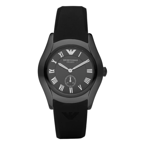 Armani Ceramica Quartz Kronograf Gummiarmband Svart