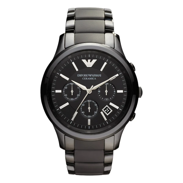 Armani Ceramica Quartz Kronograf Keramiklänk Svart