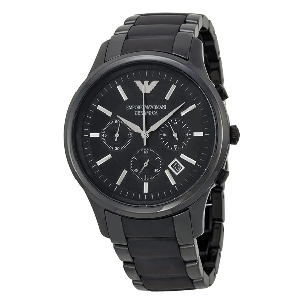 Armani Ceramica Quartz Kronograf Keramiklänk Svart