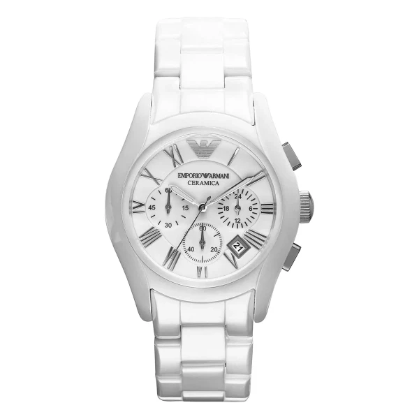 Armani Ceramica Quartz Kronograf Keramiklänk Vit