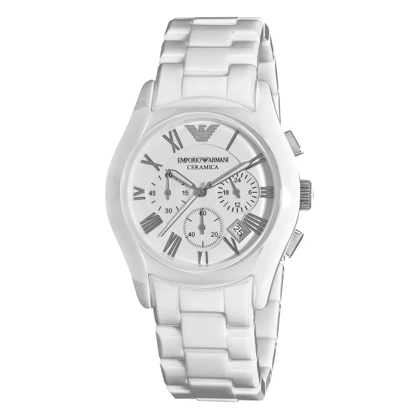 Armani Ceramica Quartz Kronograf Keramiklänk Vit