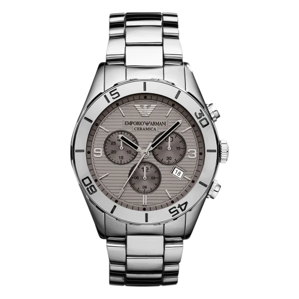 Armani Ceramica Quartz Kronograf Titanlänk Grå
