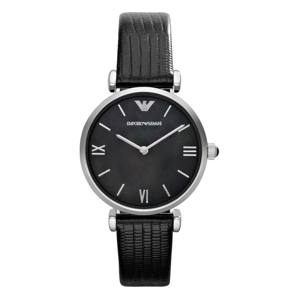 Armani Classic 32 mm Quartz Läderarmband Svart Pärlemor