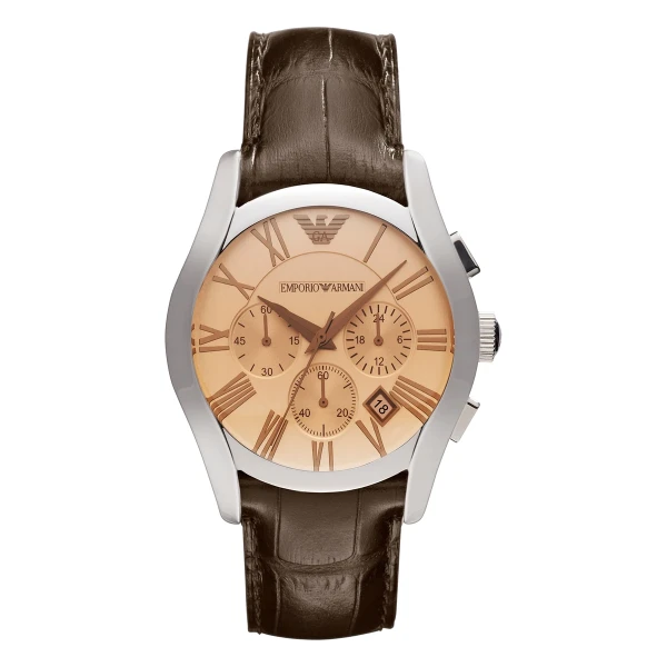 Armani Classic Quartz Kronograf Läderarmband Brun