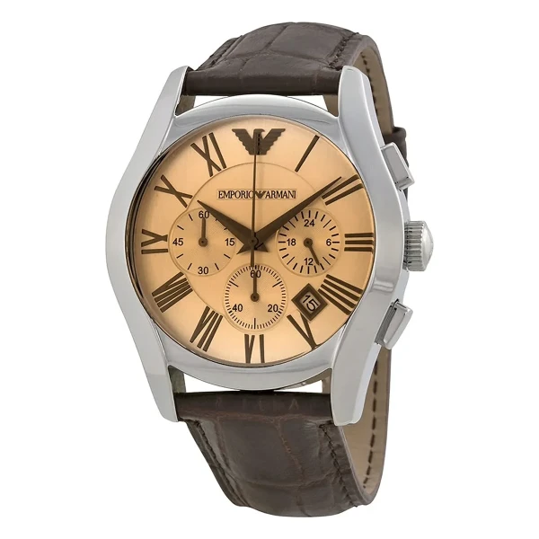 Armani Classic Quartz Kronograf Läderarmband Brun
