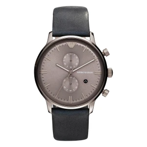 Armani Classic Quartz Kronograf Läderarmband Grå