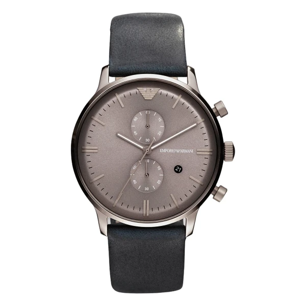 Armani Classic Quartz Kronograf Läderarmband Grå