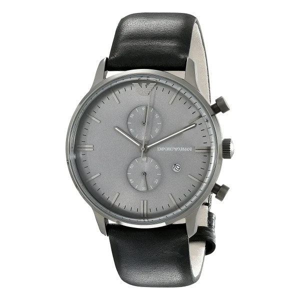 Armani Classic Quartz Kronograf Läderarmband Grå