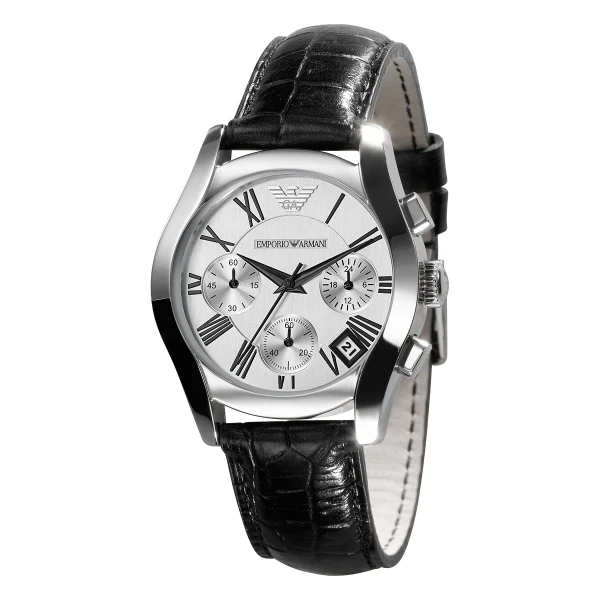 Armani Classic Quartz Kronograf Läderarmband Silver