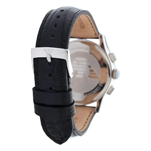Armani Classic Quartz Kronograf Läderarmband Silver