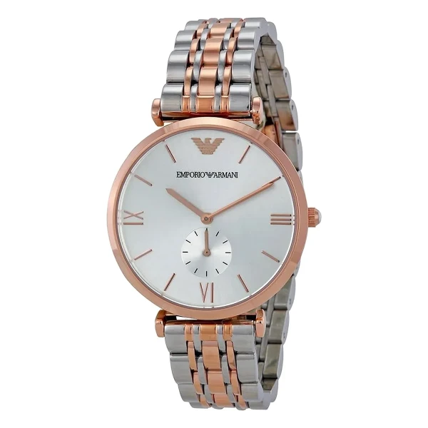 Armani Classic Quartz Liten Sekundvisare Tvåfärgad Stållänk Silver