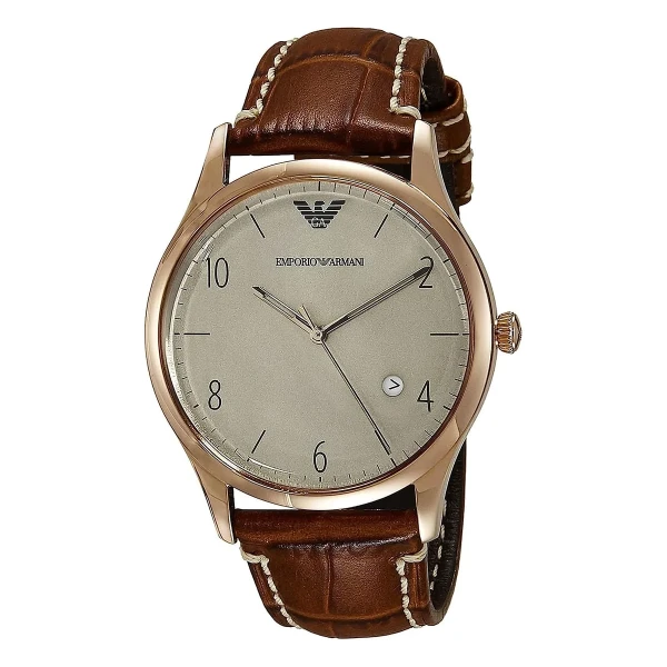 Armani Classic Quartz Roséguldfärgad Boett Läderarmband Grå