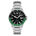 Armani Diver Quartz GMT Stållänk Svart
