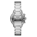 Armani Diver Quartz Kronograf Silverfärgad Boett Stållänk Svart