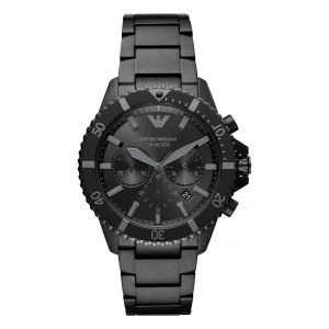 Armani Diver Quartz Kronograf Stållänk Svart