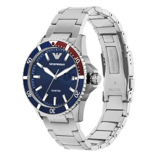 Armani Diver Quartz Stållänk Blå