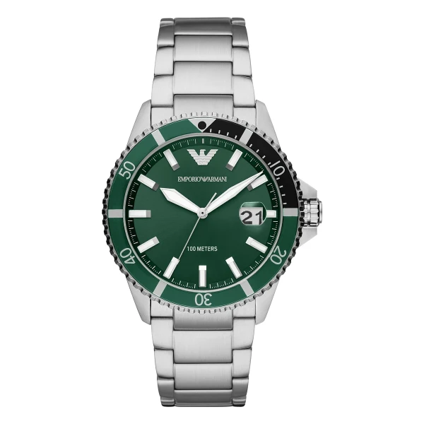 Armani Diver Quartz Stållänk Grön
