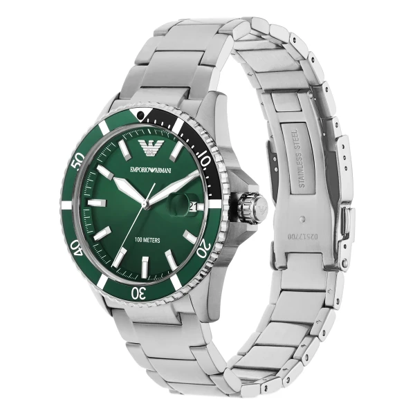 Armani Diver Quartz Stållänk Grön