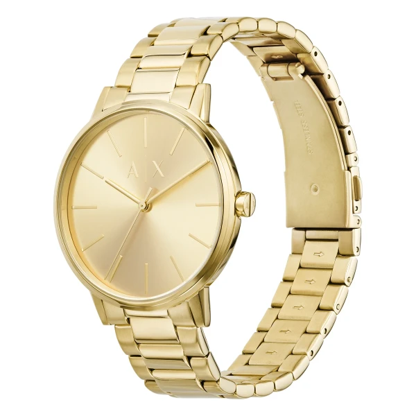 Armani Exchange Cayde Quartz Guldfärgad Stållänk Guld