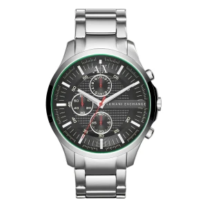 Armani Exchange Hampton Chrono Quartz Kronograf Röda Detaljer Stållänk Svart