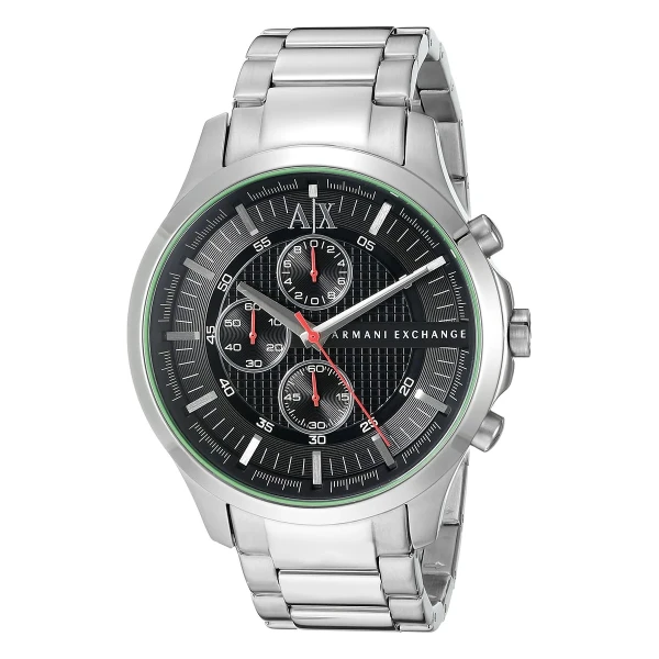 Armani Exchange Hampton Chrono Quartz Kronograf Röda Detaljer Stållänk Svart