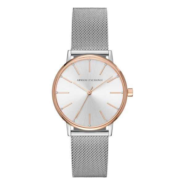 Armani Exchange Lola Quartz Roséguld Meshlänk Silver