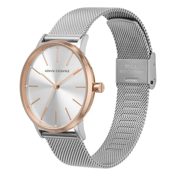 Armani Exchange Lola Quartz Roséguld Meshlänk Silver