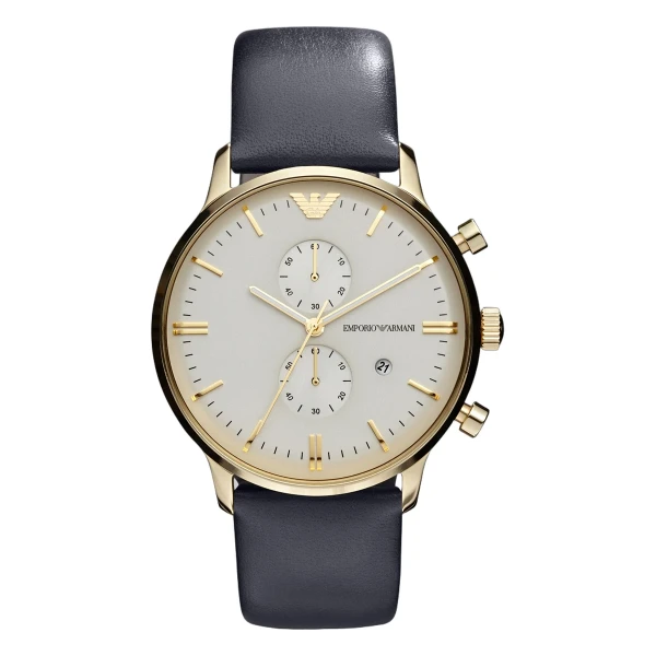 Armani Gianni Quartz Kronograf Läderarmband Champagne
