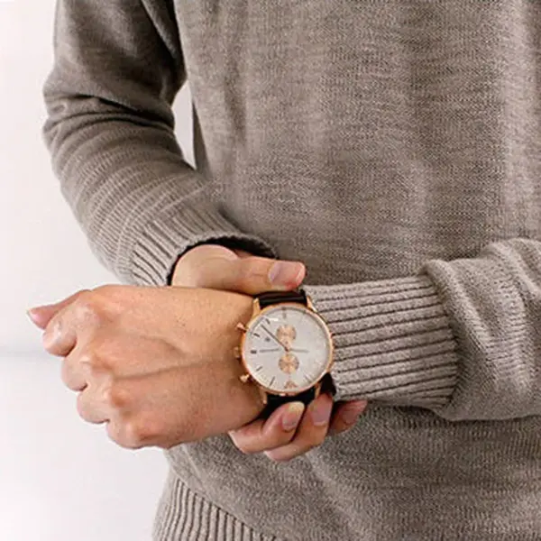 Armani Gianni Quartz Kronograf Läderarmband Champagne