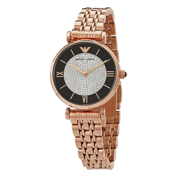 Armani Gianni T-Bar Quartz Roséguldfärgad Stållänk Brun