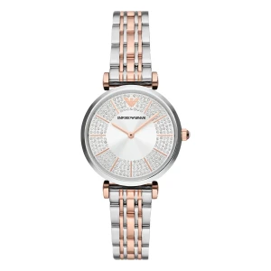Armani Gianni T-Bar Quartz Tvåfärgad Stållänk Silver