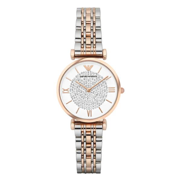 Armani Gianni T-Bar Quartz Tvåfärgad Stållänk Vit