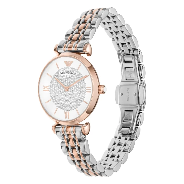 Armani Gianni T-Bar Quartz Tvåfärgad Stållänk Vit