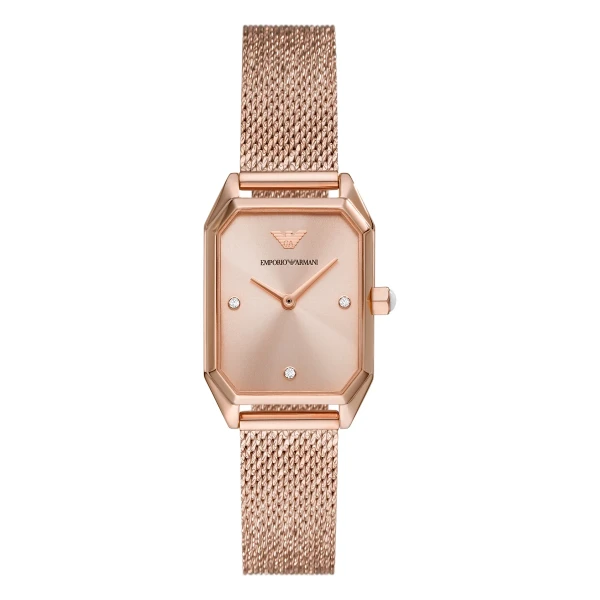 Armani Gioia Quartz Rektangulär Mesharmband Roséguld