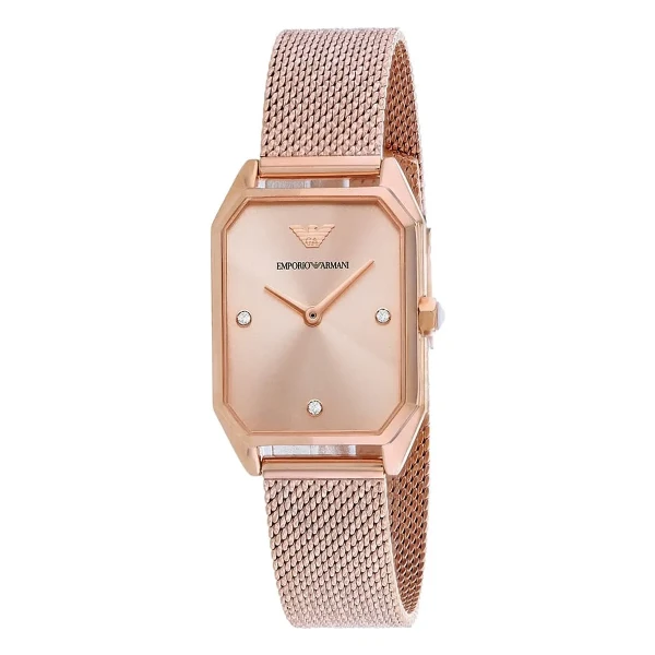 Armani Gioia Quartz Rektangulär Mesharmband Roséguld