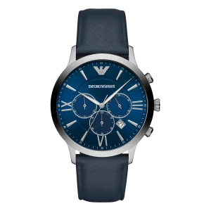 Armani Giovanni Quartz Kronograf Läderarmband Blå