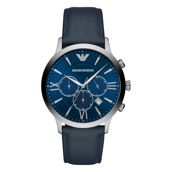 Armani Giovanni Quartz Kronograf Läderarmband Blå