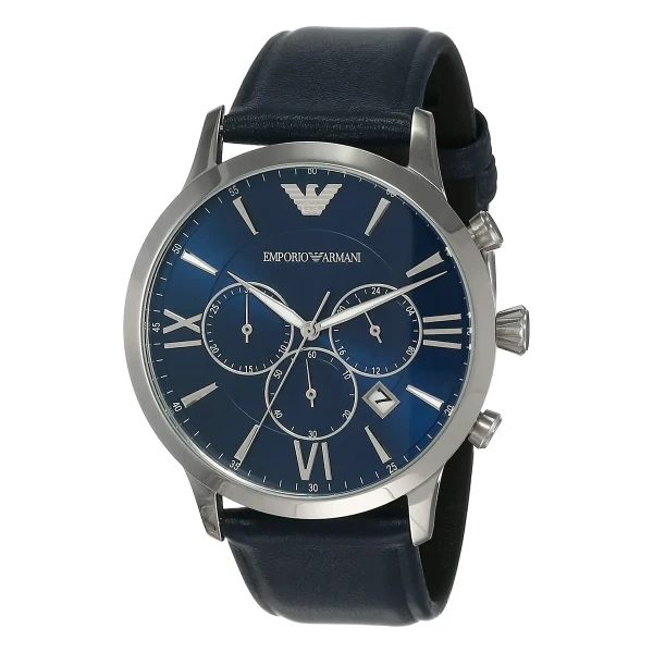 Armani Giovanni Quartz Kronograf Läderarmband Blå