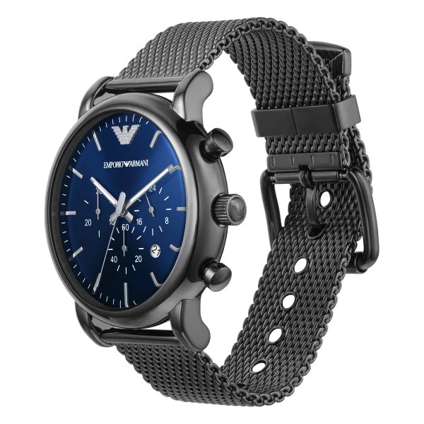 Armani Luigi Quartz Kronograf Mesharmband Blå