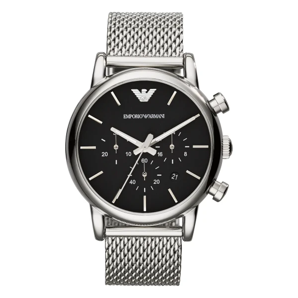 Armani Luigi Quartz Kronograf Mesharmband Svart
