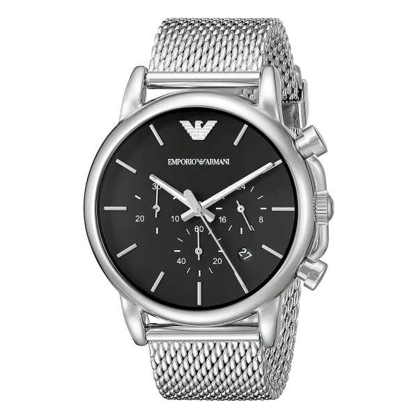 Armani Luigi Quartz Kronograf Mesharmband Svart