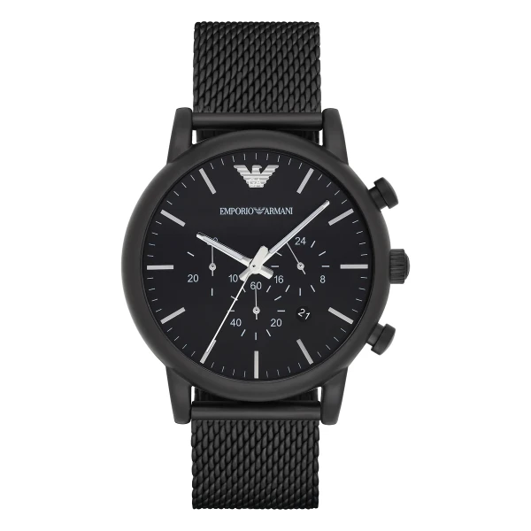 Armani Luigi Quartz Kronograf Svart Boett Mesharmband Svart