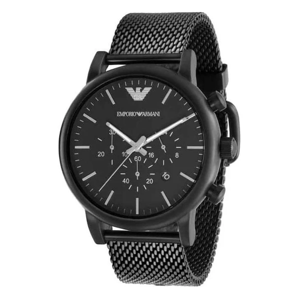 Armani Luigi Quartz Kronograf Svart Boett Mesharmband Svart