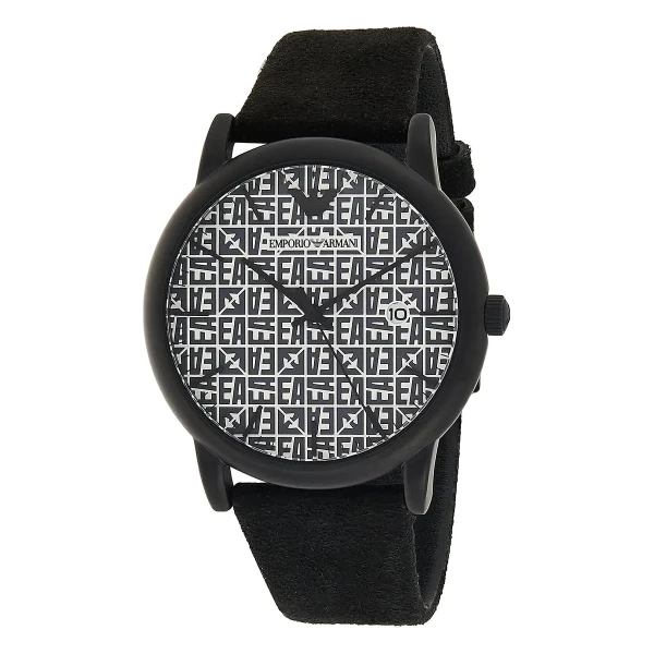Armani Luigi Quartz Svart Boett Läderarmband Svart/Vit