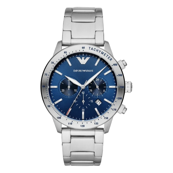Armani Mario Quartz Kronograf Stållänk Blå