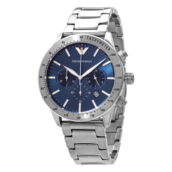 Armani Mario Quartz Kronograf Stållänk Blå