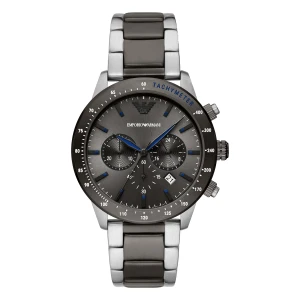 Armani Mario Quartz Kronograf Tvåfärgad Stållänk Grå
