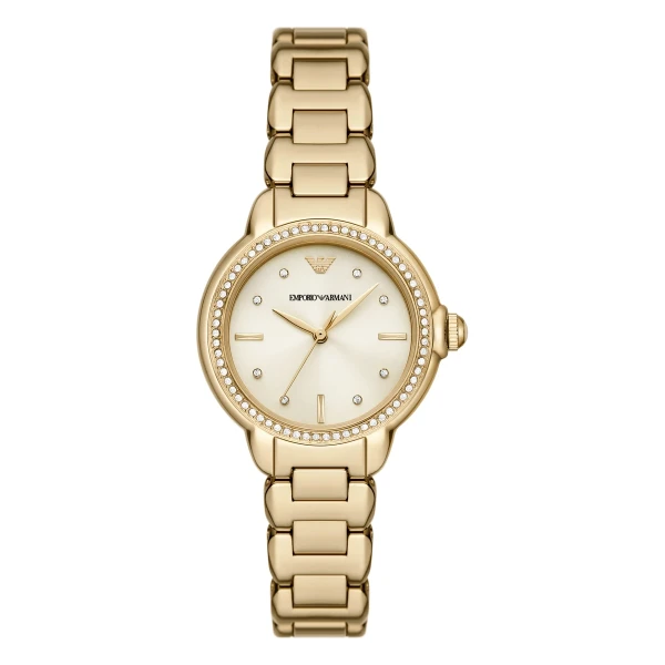 Armani Mia Quartz Guldfärgad Stållänk Äggskalsvit