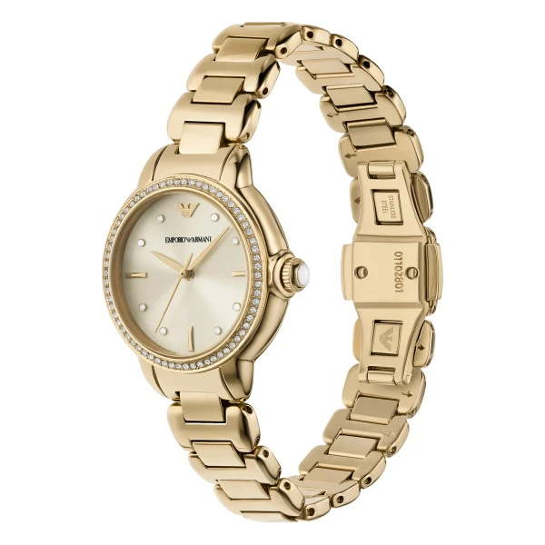 Armani Mia Quartz Guldfärgad Stållänk Äggskalsvit